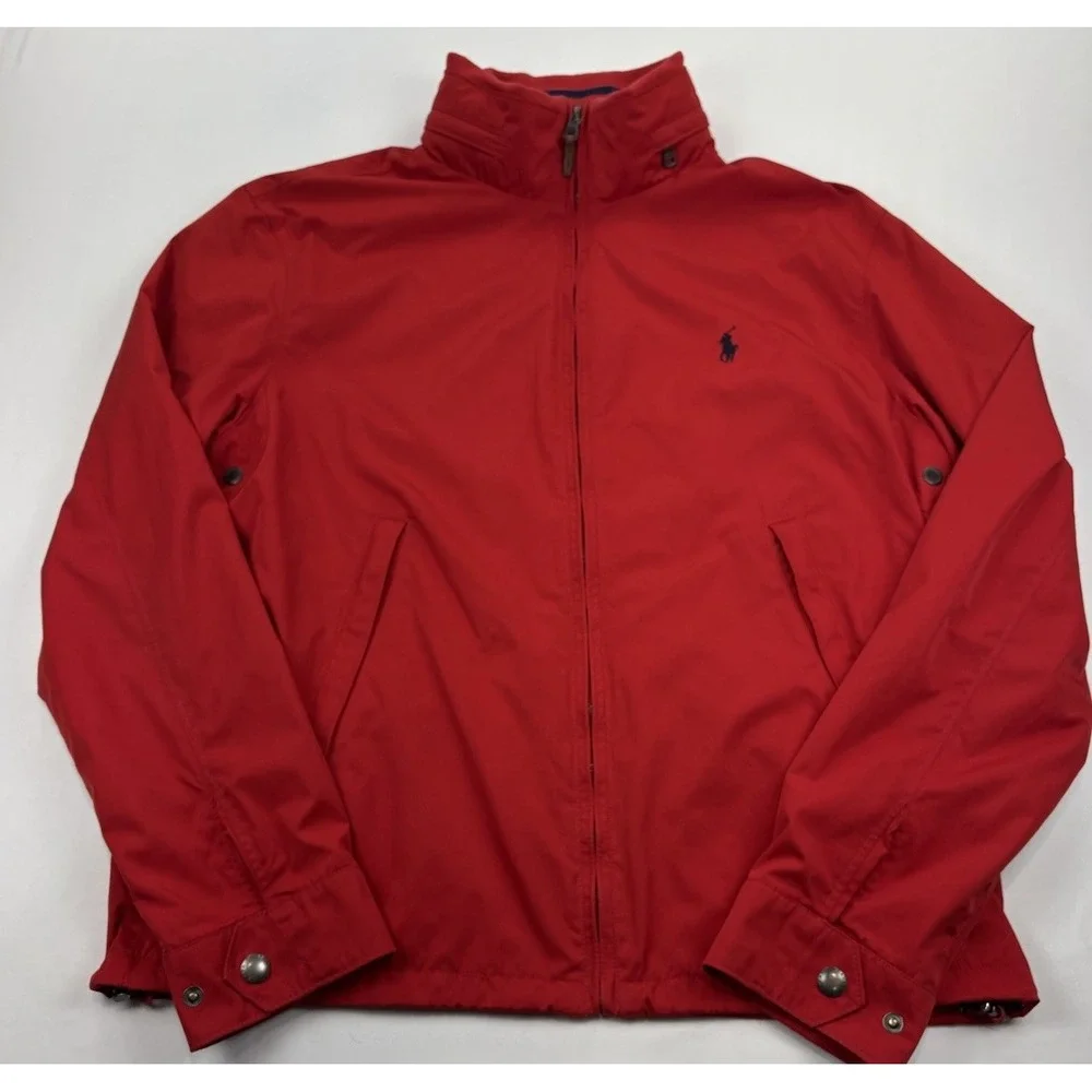 Polo Ralph Lauren Red Full Zip Jacket Windbreaker Nylon Mesh Lined Pony Men's M.